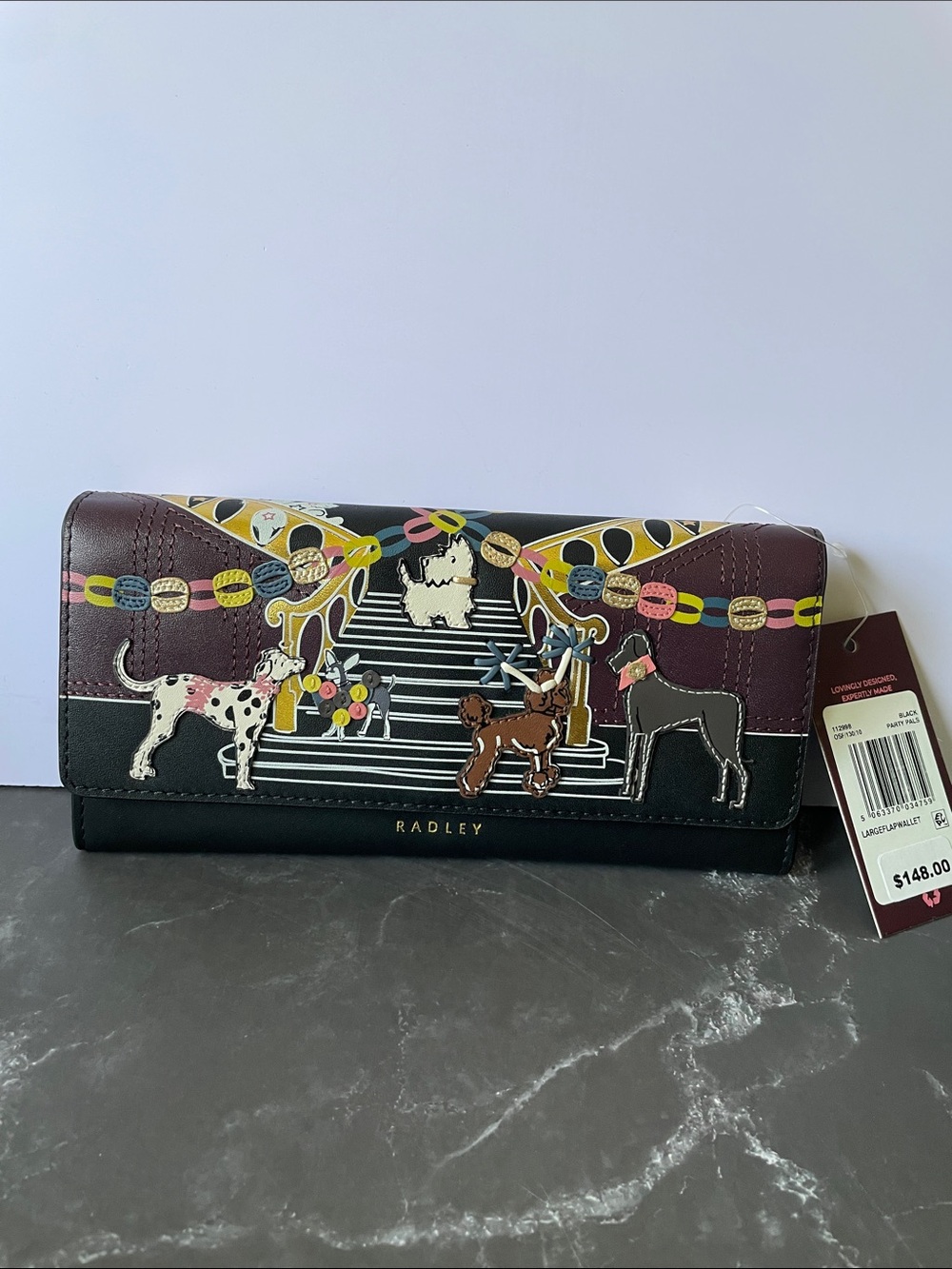 Radley London Party Pals Large Flapover Wallet in Black